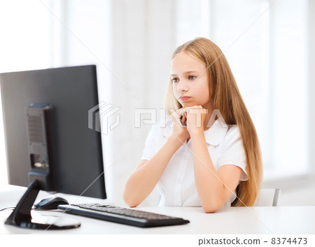 student girl with computer at school 8374473