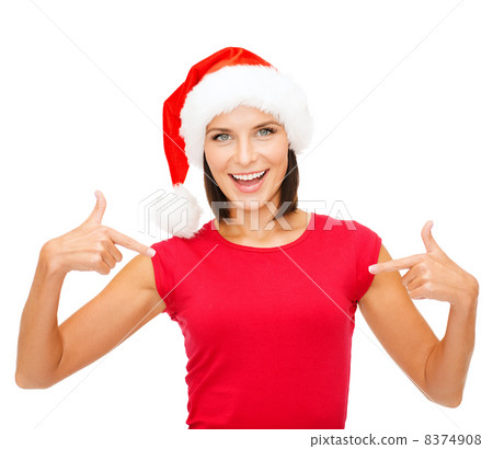 smiling woman in santa helper hat smiling woman in santa helper hat 8374908