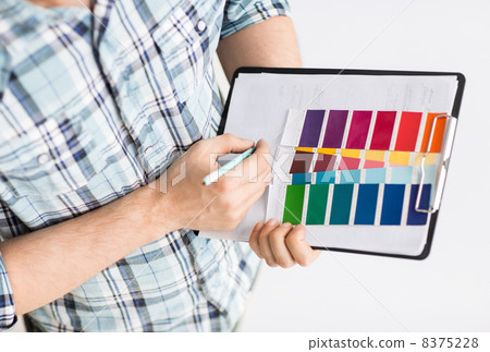 man with color samples for selection man with color samples for selection 8375228
