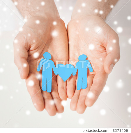 man hands with paper men 8375406