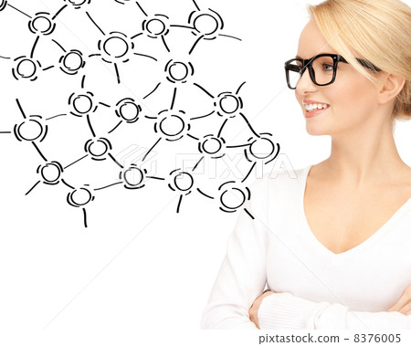 businesswoman with contact icons 8376005