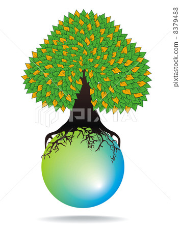 green tree on water sphere 8379488