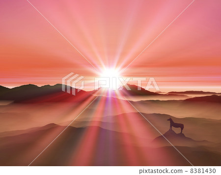 Sunrise and a horse 8381430