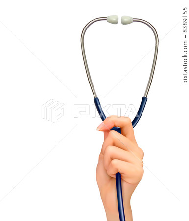 Background with hand holding a stethoscope. Vector. Background with hand holding a stethoscope. Vector. 8389155