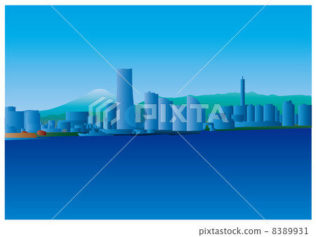 橫濱Minatomirai和富士山 8389931