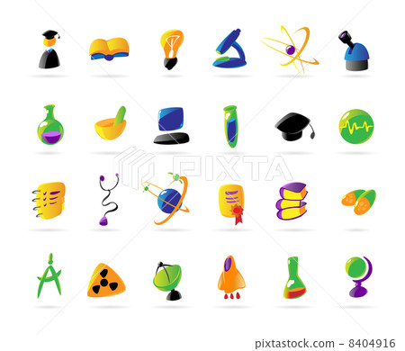 Colorful science, education and medical icons Colorful science, education and medical icons 8404916