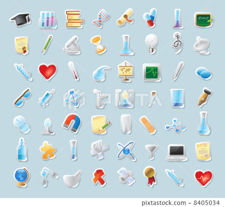 Sticker icons for science and education Sticker icons for science and education 8405034