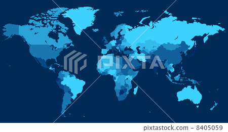 World map with countries on blue background 8405059