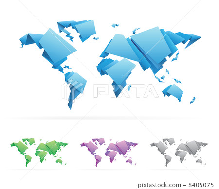 Origami-style vector World Map 8405075