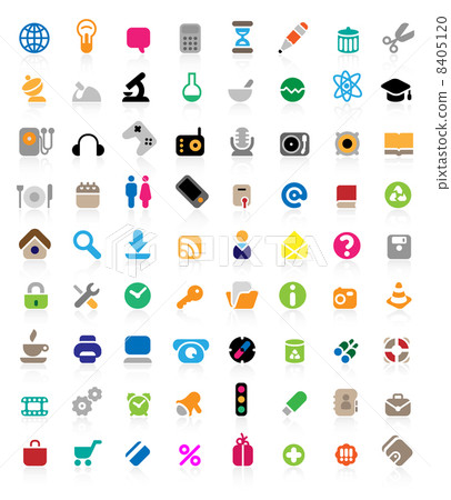 Icon set on white background - Stock Illustration [8405120] - PIXTA