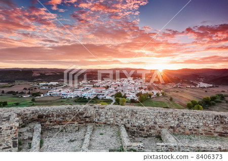 Beautiful morning sunrise in the village of Aljezur. Portugal. 8406373