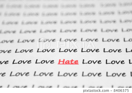 The word hate, love written closeup. The word hate, love written closeup. 8406375
