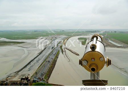 Telescope viewer and View from Mont Saint-Michel, Normandy Telescope viewer and View from Mont Saint-Michel, Normandy 8407210