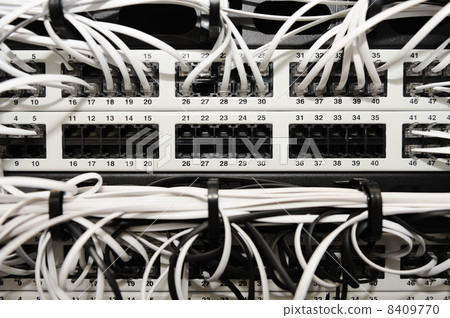 Server panel with cables and connectors 8409770