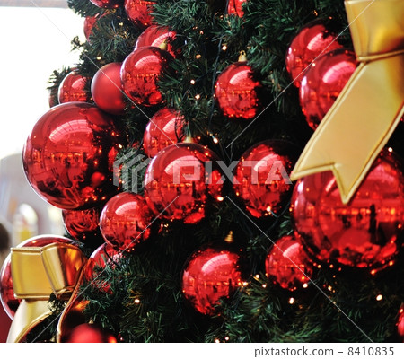 Christmas background with various of gifts and green fir tree 8410835
