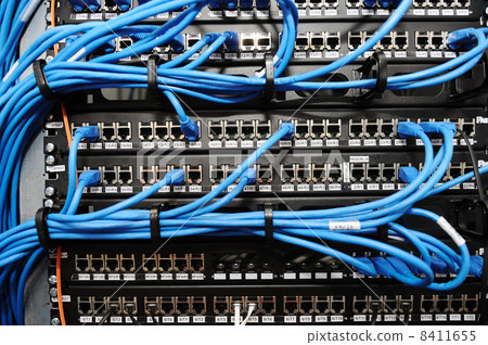 Server panel with cables and connectors Server panel with cables and connectors 8411655
