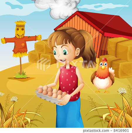 A woman harvesting eggs A woman harvesting eggs 8416901