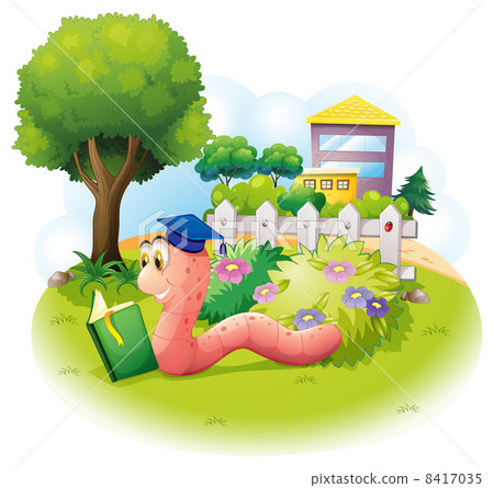 A worm wearing a graduation cap reading A worm wearing a graduation cap reading 8417035