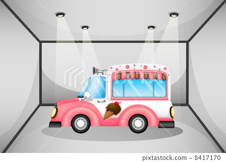 A pink ice cream car inside the garage A pink ice cream car inside the garage 8417170
