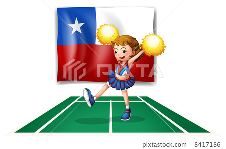 A cheerleader dancing in front of the Chile flag A cheerleader dancing in front of the Chile flag 8417186