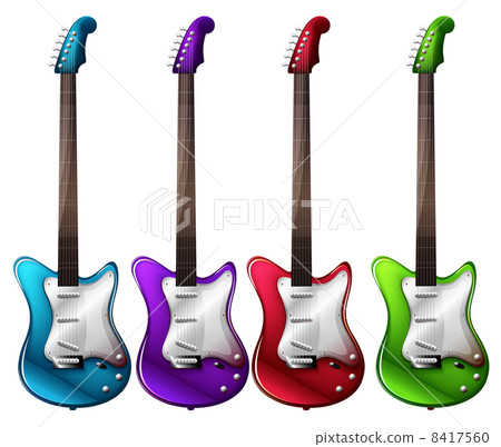 Four colorful electric guitars 8417560