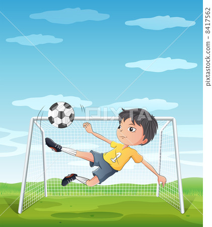 A young athlete kicking the soccer ball 8417562