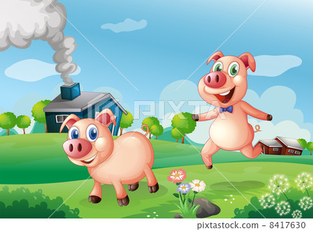 Two happy pigs at the farm Two happy pigs at the farm 8417630