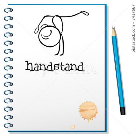 A notebook with a sketch of a person doing a handstand A notebook with a sketch of a person doing a handstand 8417667