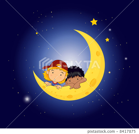 A moon with two kids 8417875