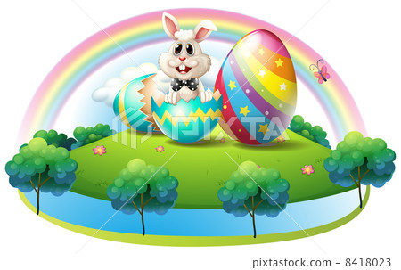 A bunny inside the easter egg 8418023