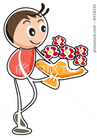 A boy holding a bouquet of flowers A boy holding a bouquet of flowers 8418030