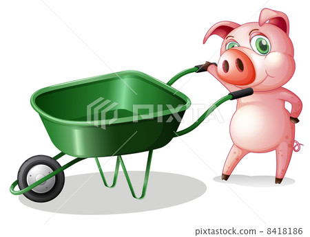 A pig holding a wheelbarrow A pig holding a wheelbarrow 8418186