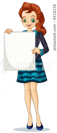 A young businesswoman holding an empty signage - Stock Illustration ...
