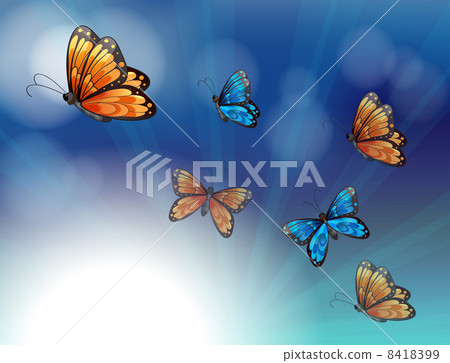 Colorful butterflies in a gradient colored stationery 8418399