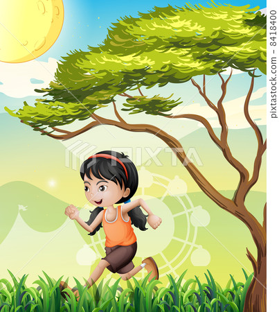 A girl running at the field 8418400