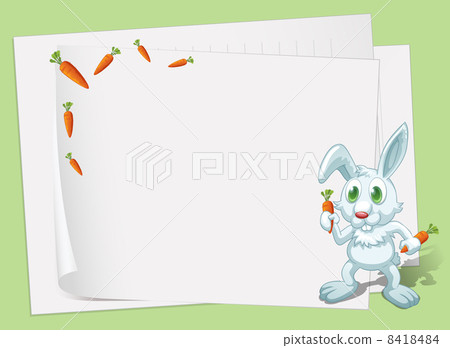 Empty papers with a bunny and carrots Empty papers with a bunny and carrots 8418484