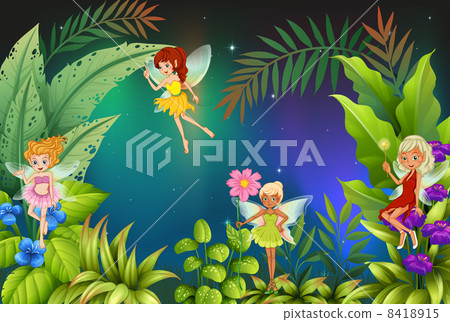A garden with four fairies A garden with four fairies 8418915