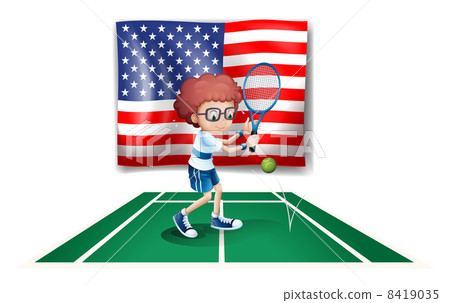 A tennis player in front of the USA flag 8419035