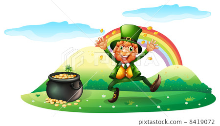 An old man near the hill with coins 8419072