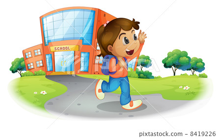 A girl going home from school A girl going home from school 8419226