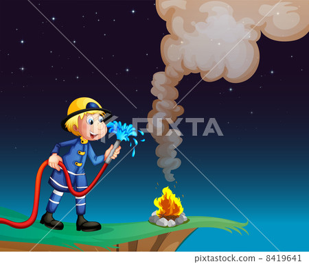 A fireman holding a water hose 8419641