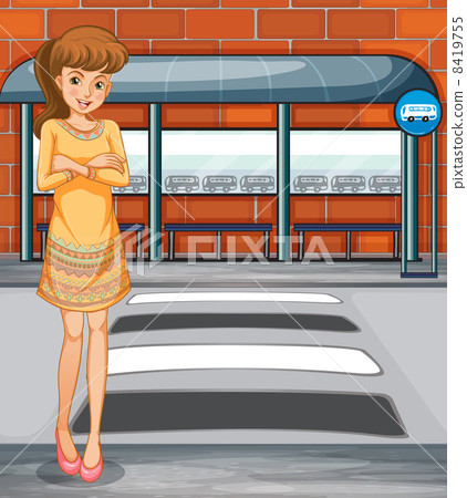 A woman near the pedestrian lane 8419755