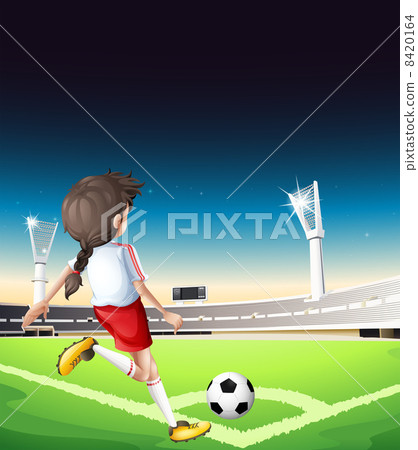 A female football player at the field A female football player at the field 8420164