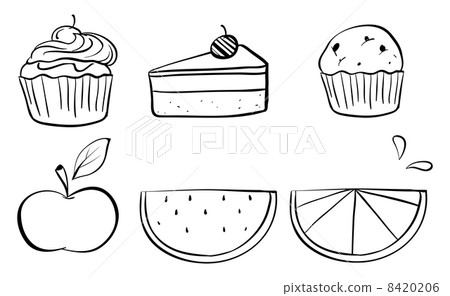 Doodle sets of different foods Doodle sets of different foods 8420206