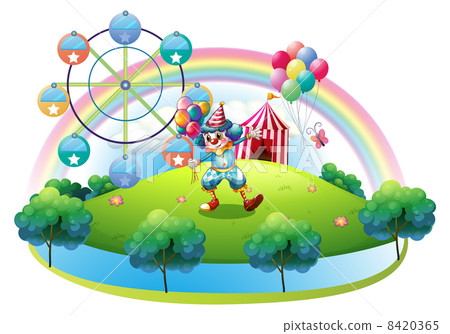 A clown with balloons at the carnival in the island A clown with balloons at the carnival in the island 8420365