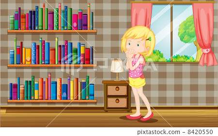 A girl inside a house full of books A girl inside a house full of books 8420550