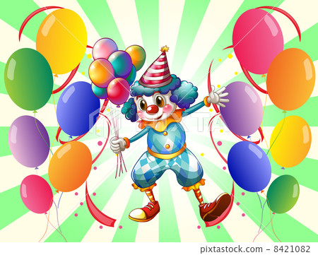 A clown between a group of balloons - Stock Illustration [8421082] - PIXTA
