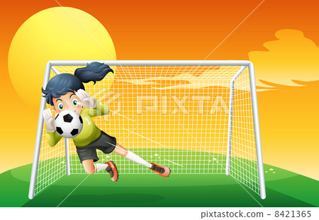 A female soccer player catching the ball A female soccer player catching the ball 8421365