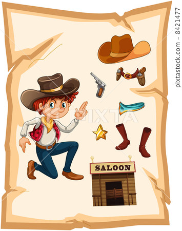 A poster with a cowboy and a saloon bar A poster with a cowboy and a saloon bar 8421477