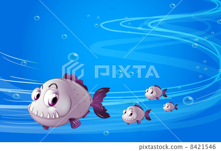Four piranhas under the sea 8421546
